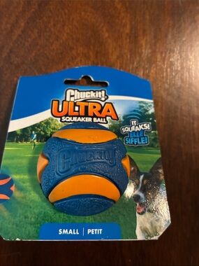 Ultra Squeaker Ball for Small Pets — Blue & Orange